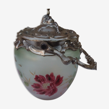 Cookie bucket with enamelled floral decoration