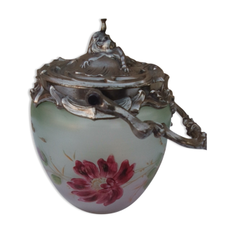 Cookie bucket with enamelled floral decoration