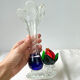 Blue red Murano glass vase with blown flower
