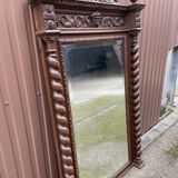 Renaissance style castle hunting mirror Louis XIII carved oak 1880