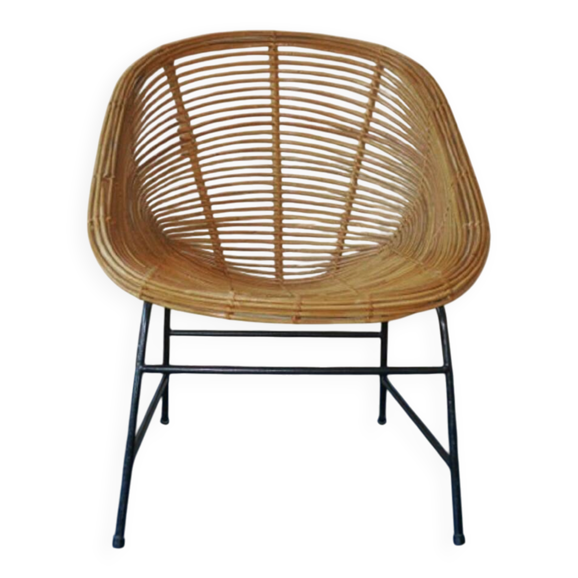 Mid century bamboo and iron pod chair, 1960s
