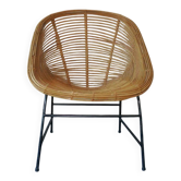 Mid century bamboo and iron pod chair, 1960s