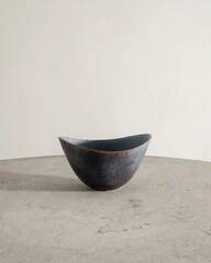 Large Swedish Mid Century Blue Brown Ceramic Bowl by Gunnar Nylund, 1950s
