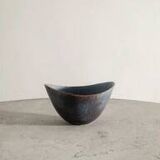 Large Swedish Mid Century Blue Brown Ceramic Bowl by Gunnar Nylund, 1950s
