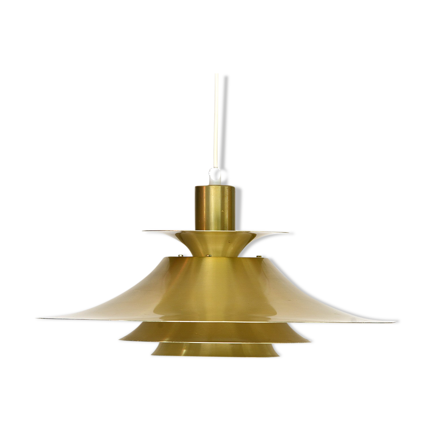 Brass colored aluminium pendant light Typ 1033-P by Benny Frandsen for Frandsen A/S. Denmark 1970s.