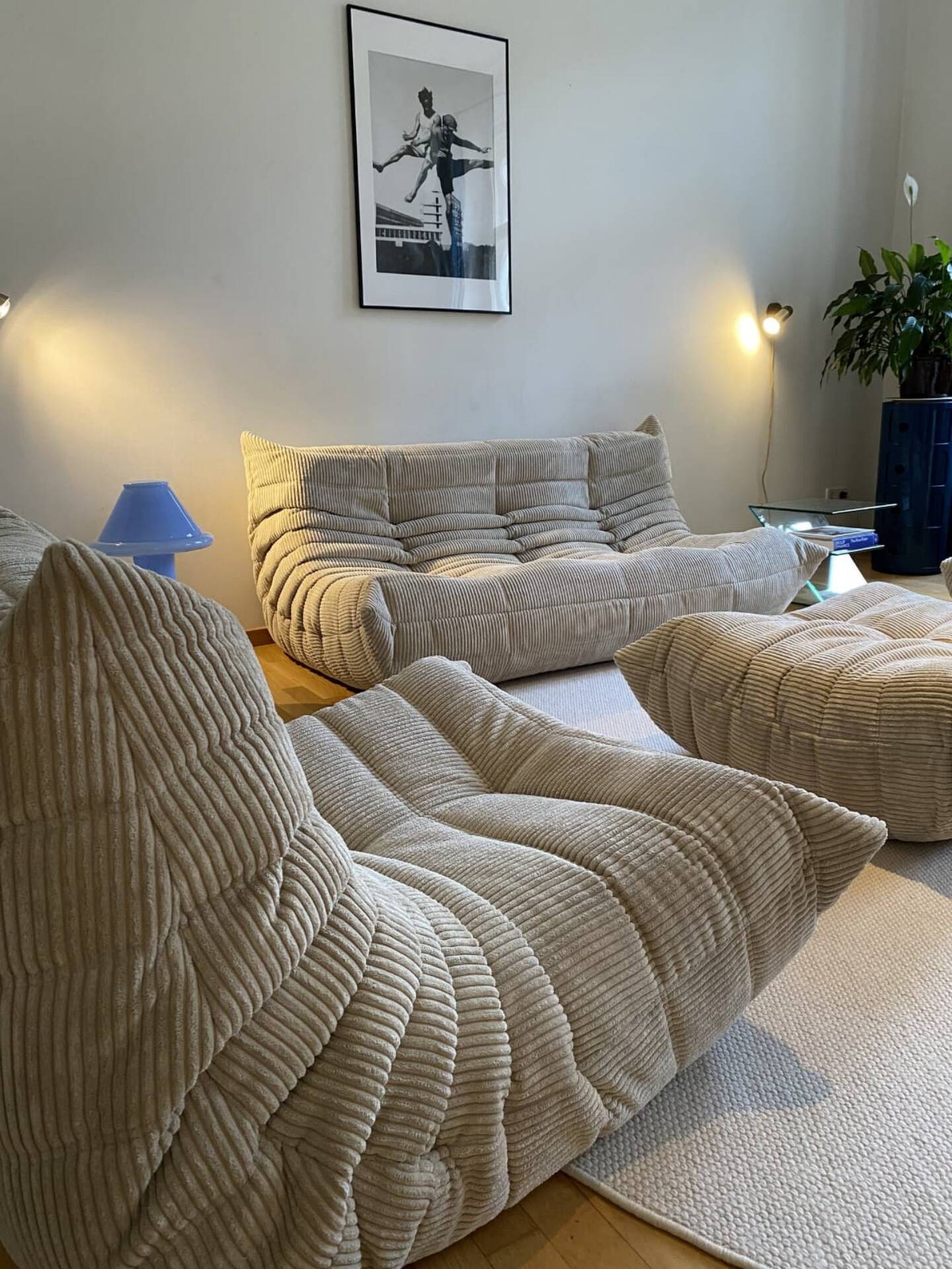 Ligne roset – ensemble togo 4 pièces – velours côtelé beige