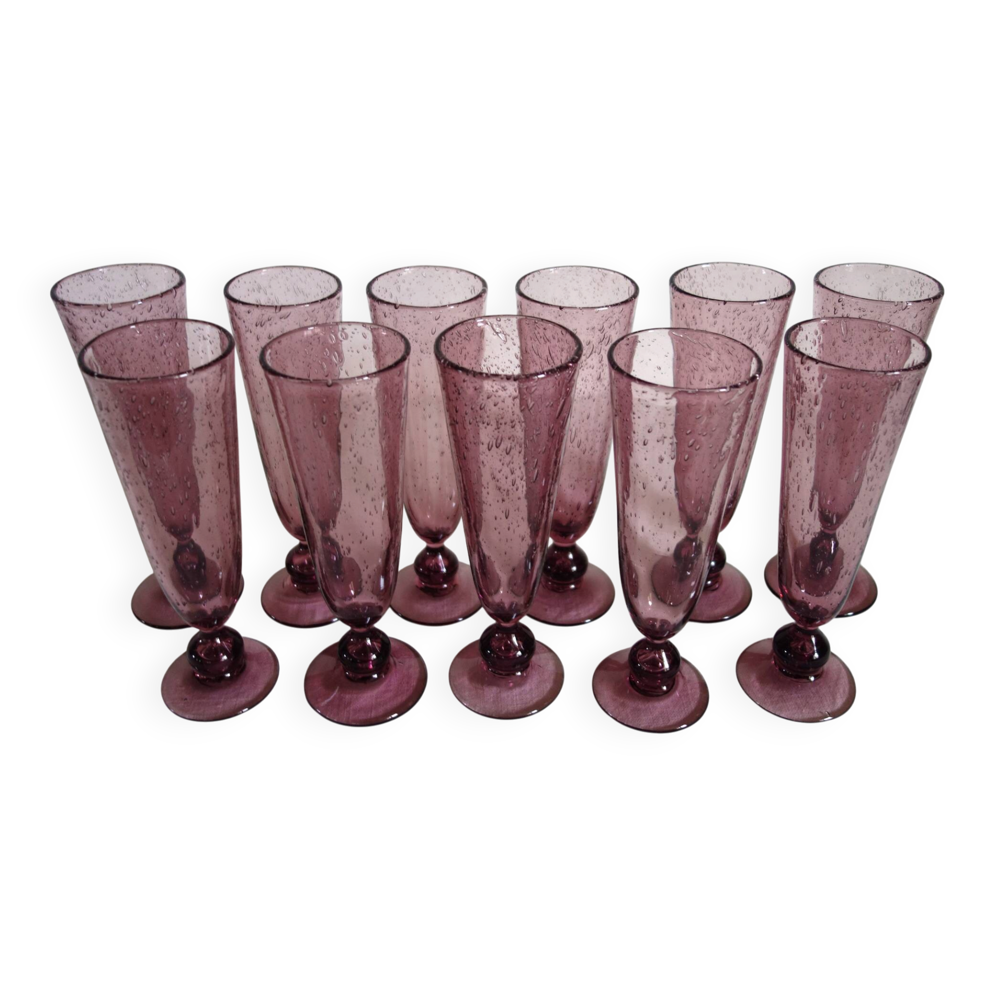11 bubble-blown glasses Verrerie du Marais Riom