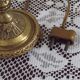 French Vintage Brass Table Lamp With Cream Fringed Shade 5567