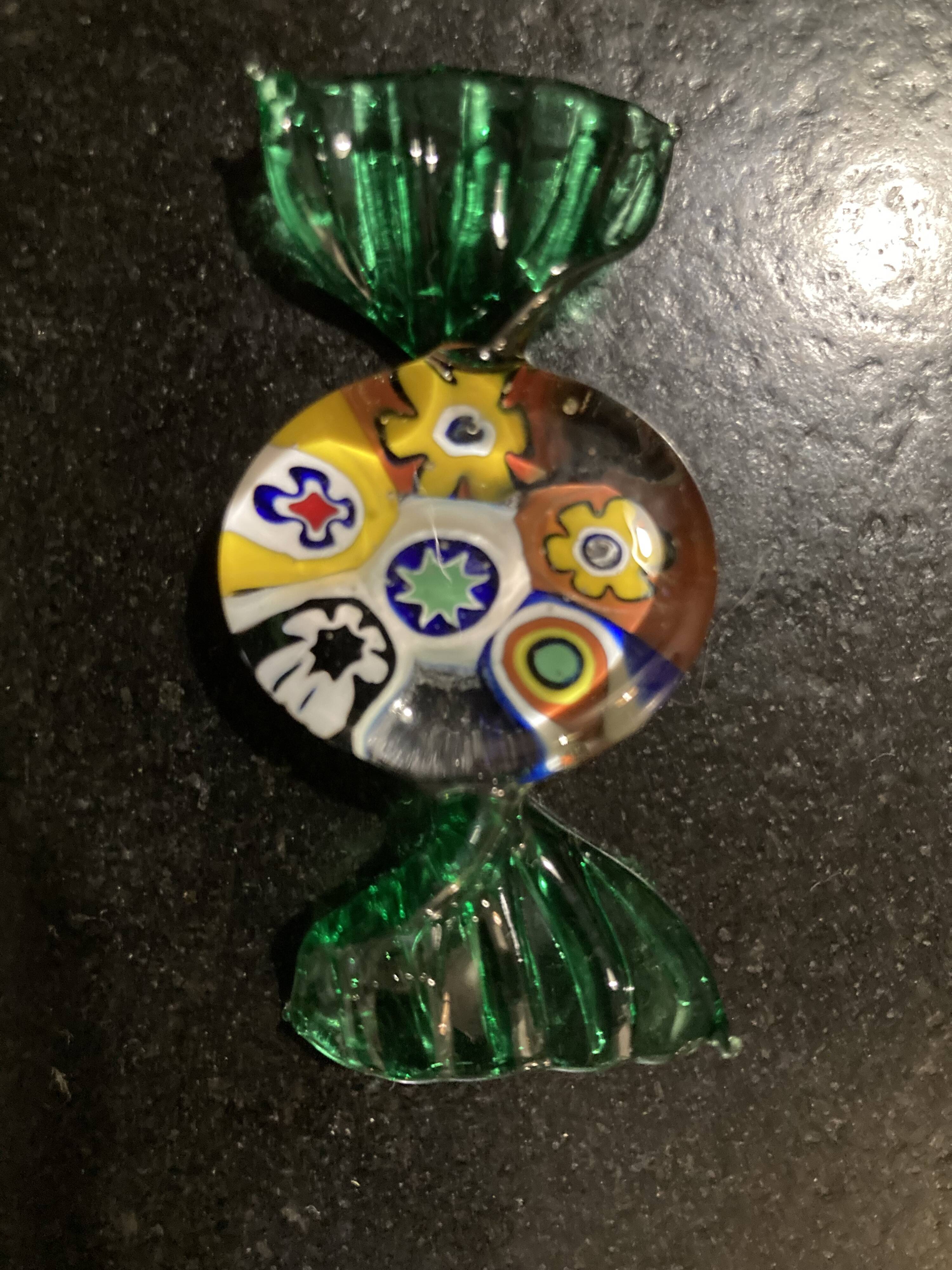 Set of Murano glass candy shaped knife holders