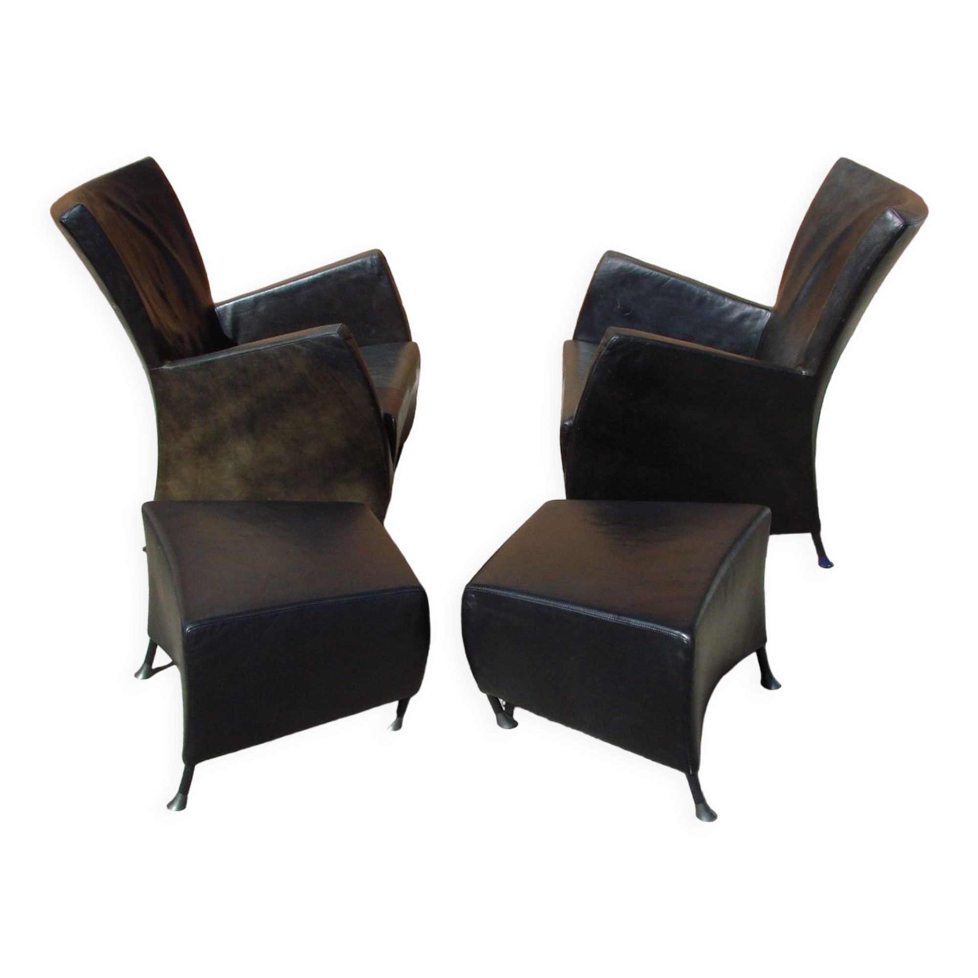Pair of armchairs with footstool montis, 1980s