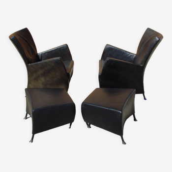 Pair of armchairs with footstool montis, 1980s