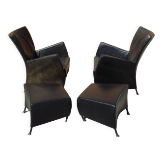 Pair of armchairs with footstool montis, 1980s