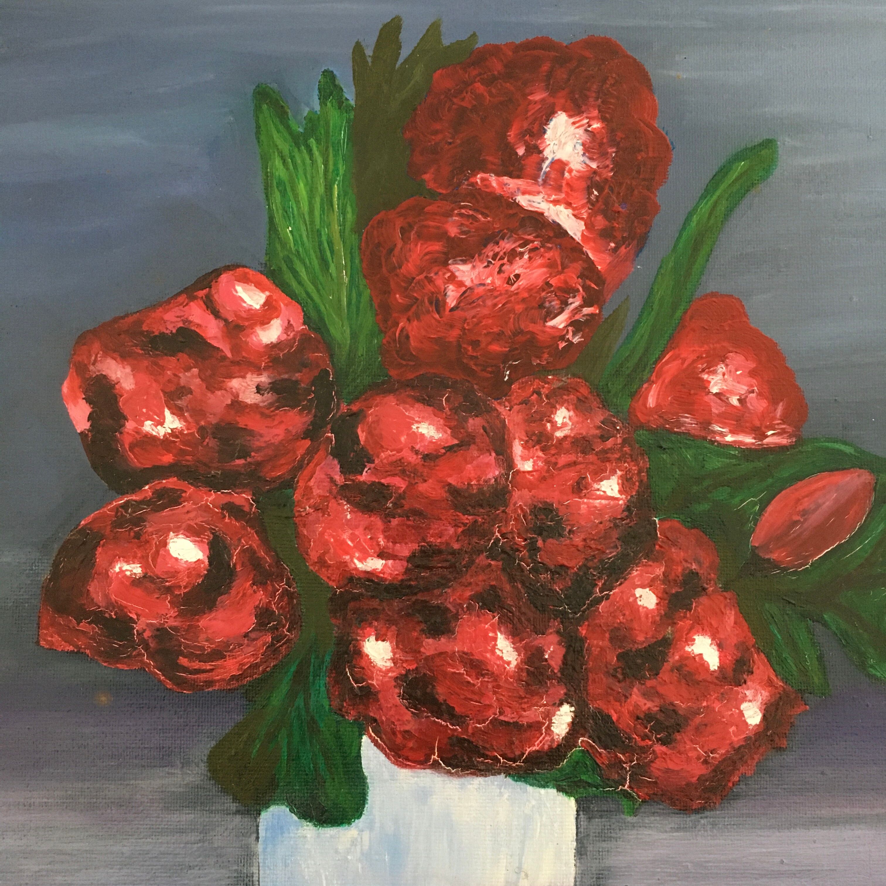 Tableau bouquet rouge