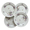4 assiettes à dessert en porcelaine décor de fleurs Bernardaud Limoges