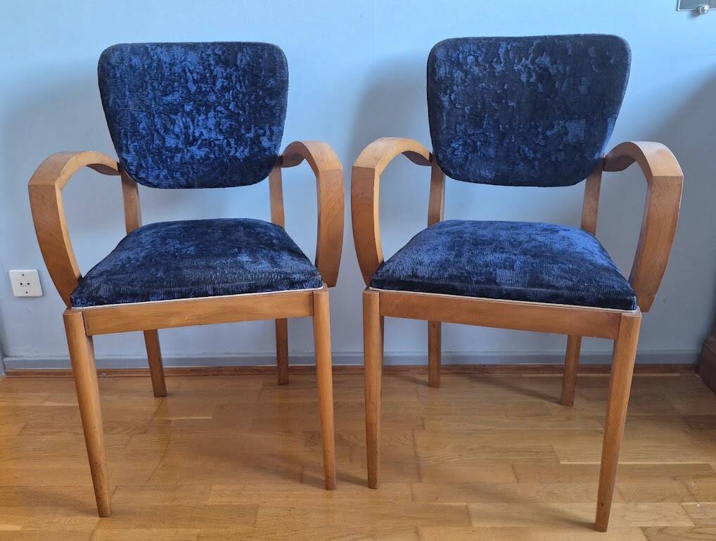 Bridge armchairs in solid beech