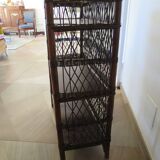 Bookcase - Bibus - 3 levels - woven rattan - bamboo - Vintage - 70s
