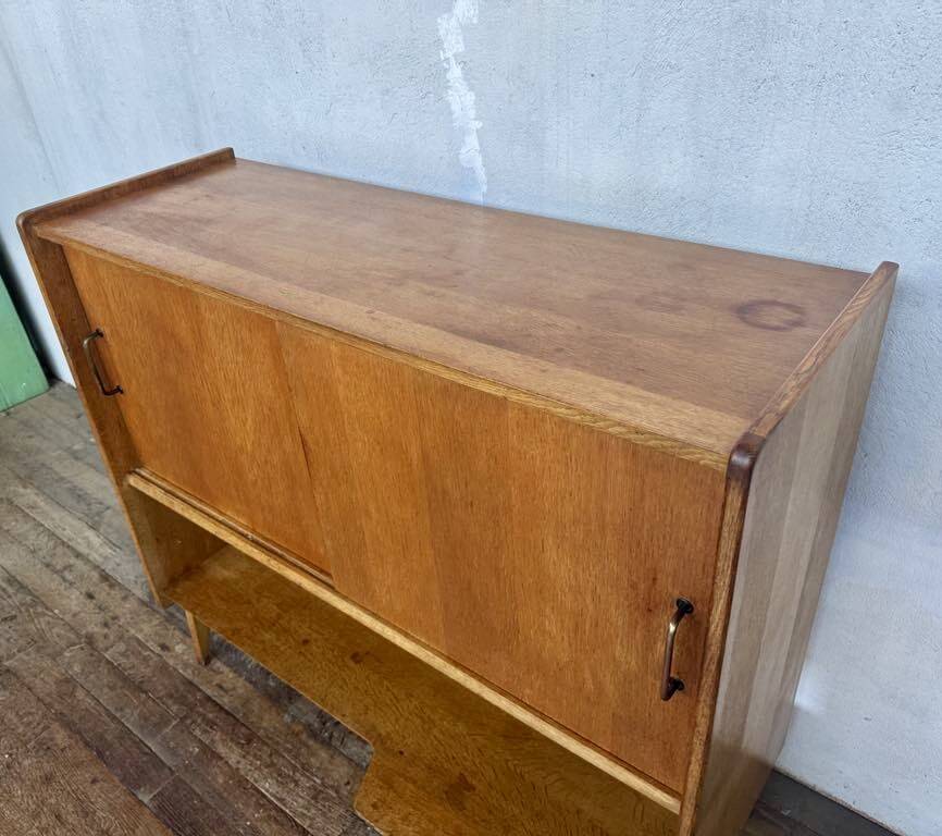 Vintage Roger Landault sideboard in light wood with 2 sliding doors