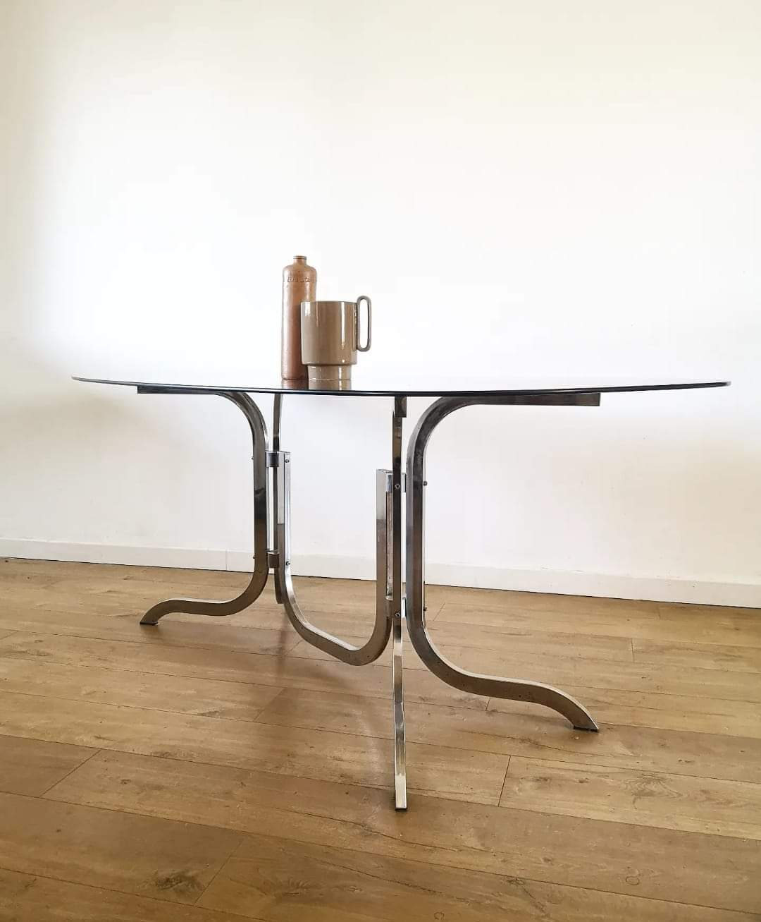 Smoked glass table 70s