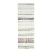 Vintage Turkish hand-knotted wool cotton white kilim runner rug  95x265