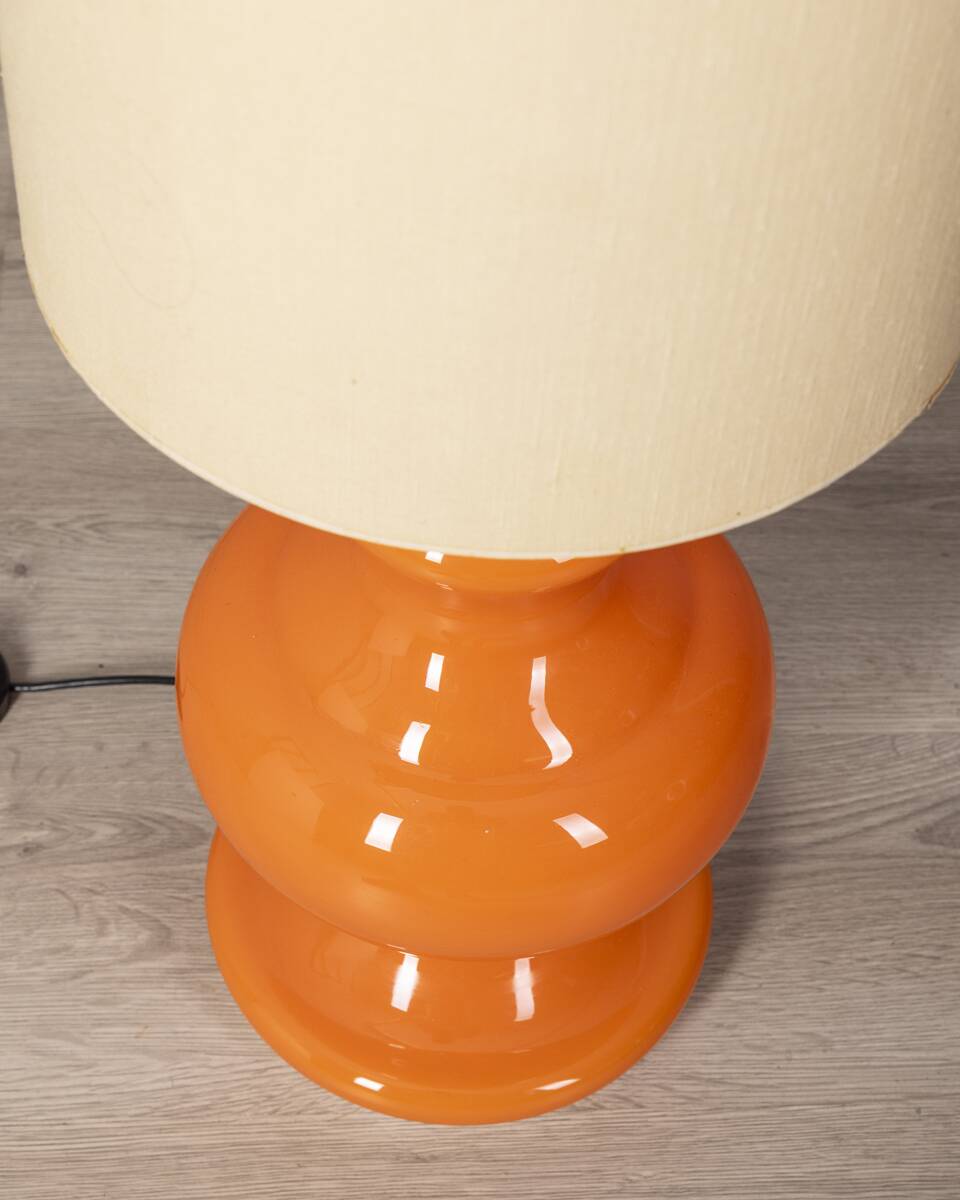Lampadaire vintage années 70 en verre orange design italien