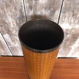 Boiled cardboard umbrella stand + brass strapping + vintage interior tray #a312
