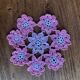 Set of 2 vintage crochet coasters - white, pink and blue