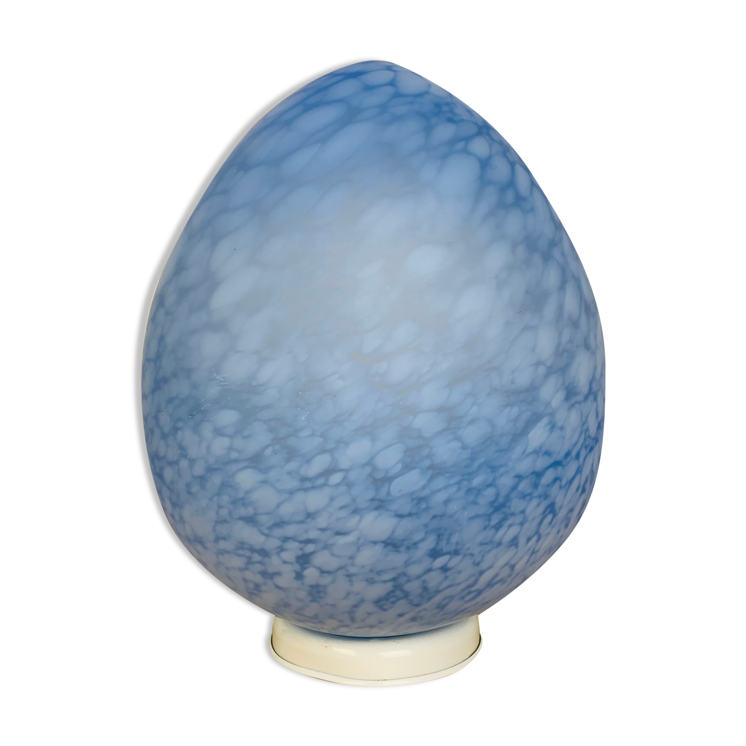 Domec egg lamp, blue speckled glass from Vianne, 70s