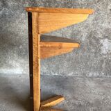 Vintage light wood corner pedestal table