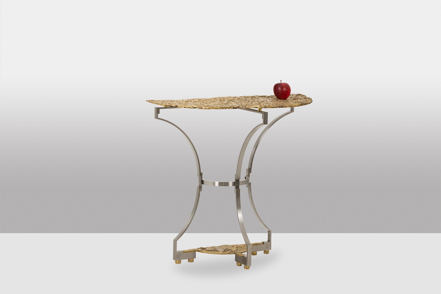 Pair of metal and bronze cast consoles. Contemporary.