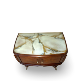 Tables de chevet plaquées en palissandre avec plateau en onyx vert