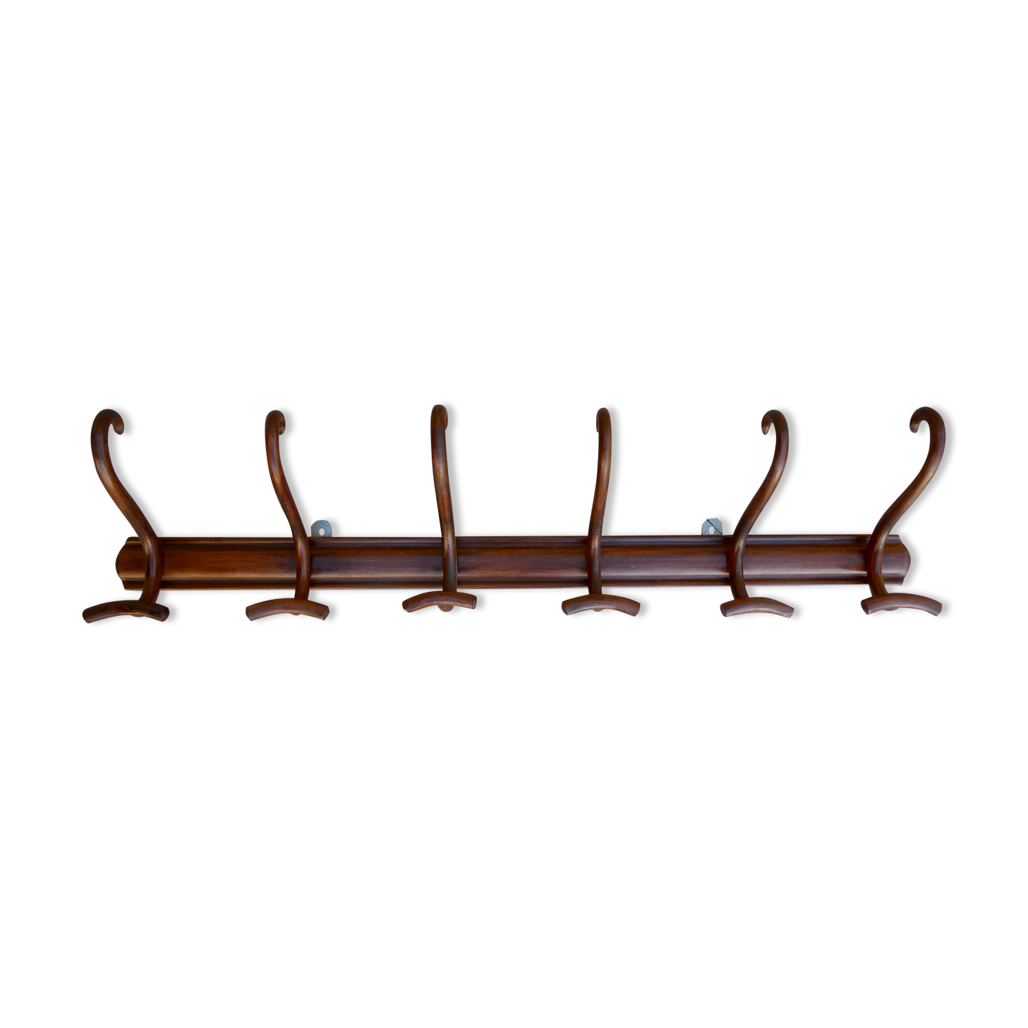 Wooden wall coat rack with 6 double hooks, bistro