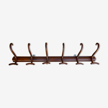 Wooden wall coat rack with 6 double hooks, bistro