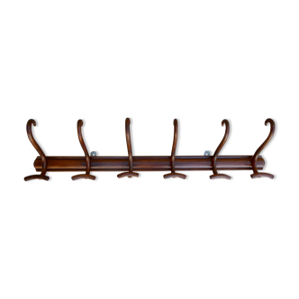 Wooden wall coat rack with 6 double hooks, bistro