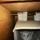 Vintage oak workshop cabinet, 4 columns with curtains – craft furniture