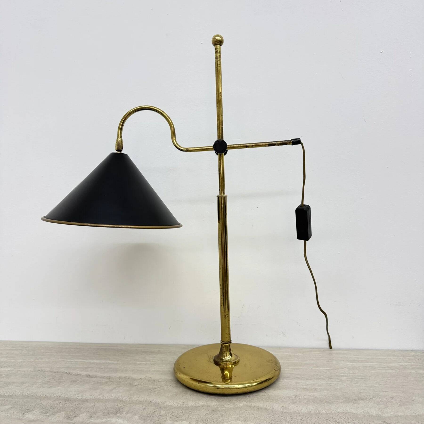Mid-century adjustable brass desk lamp, 1970s
