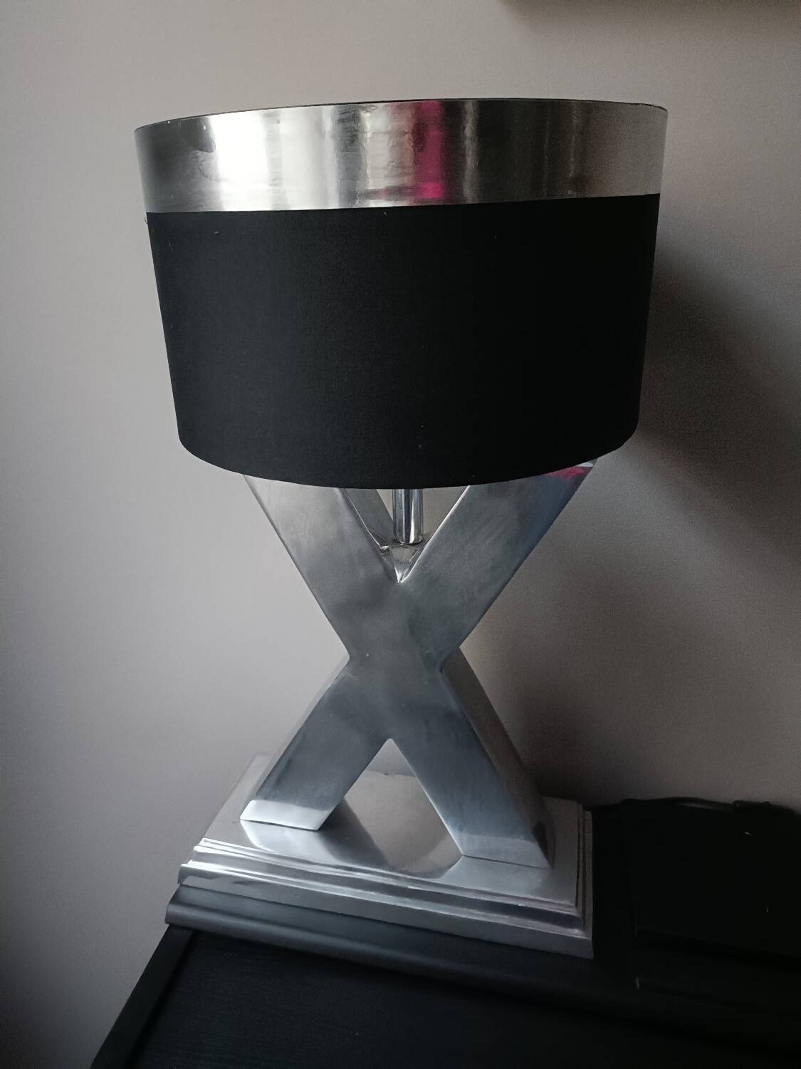 Lamp in X, cross, steel, design