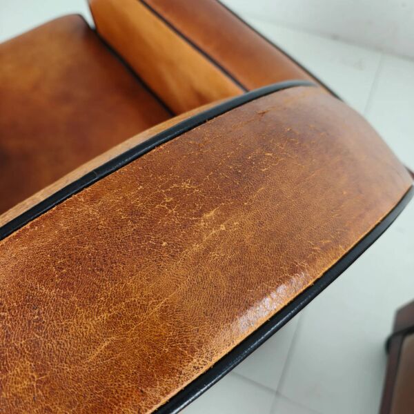 Fauteuils en peau de mouton Art Déco – ensemble de deux