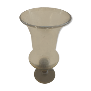 Vase verre soufflé bullé - gris