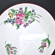 Set of 2 Lunéville earthenware lentil plates with floral decor, Street lamp 17cm