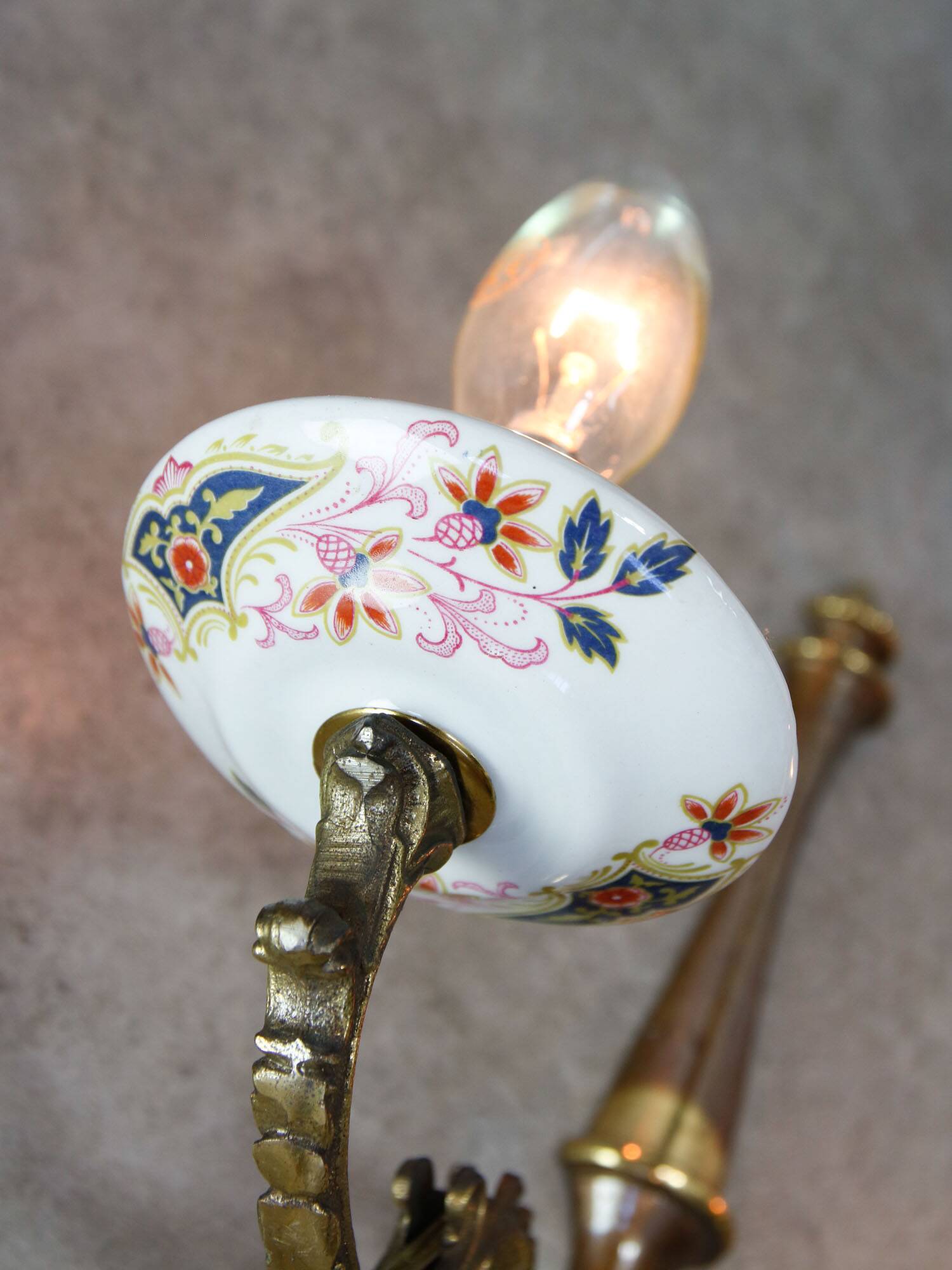 Mid-Century Italian Brass and Ceramic Sconce, set of 2