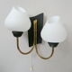 Vintage wall lamp 1950 brass, metal & glass