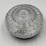 Molded glass ceiling light with spinning top relief
