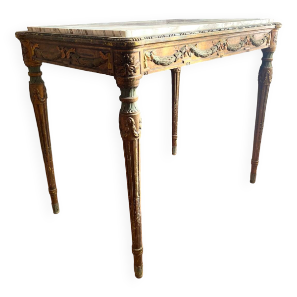 Table de milieu en bois doré louis XVI