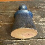 Vintage 1970s Blue Glazed Terracotta Candle Holder