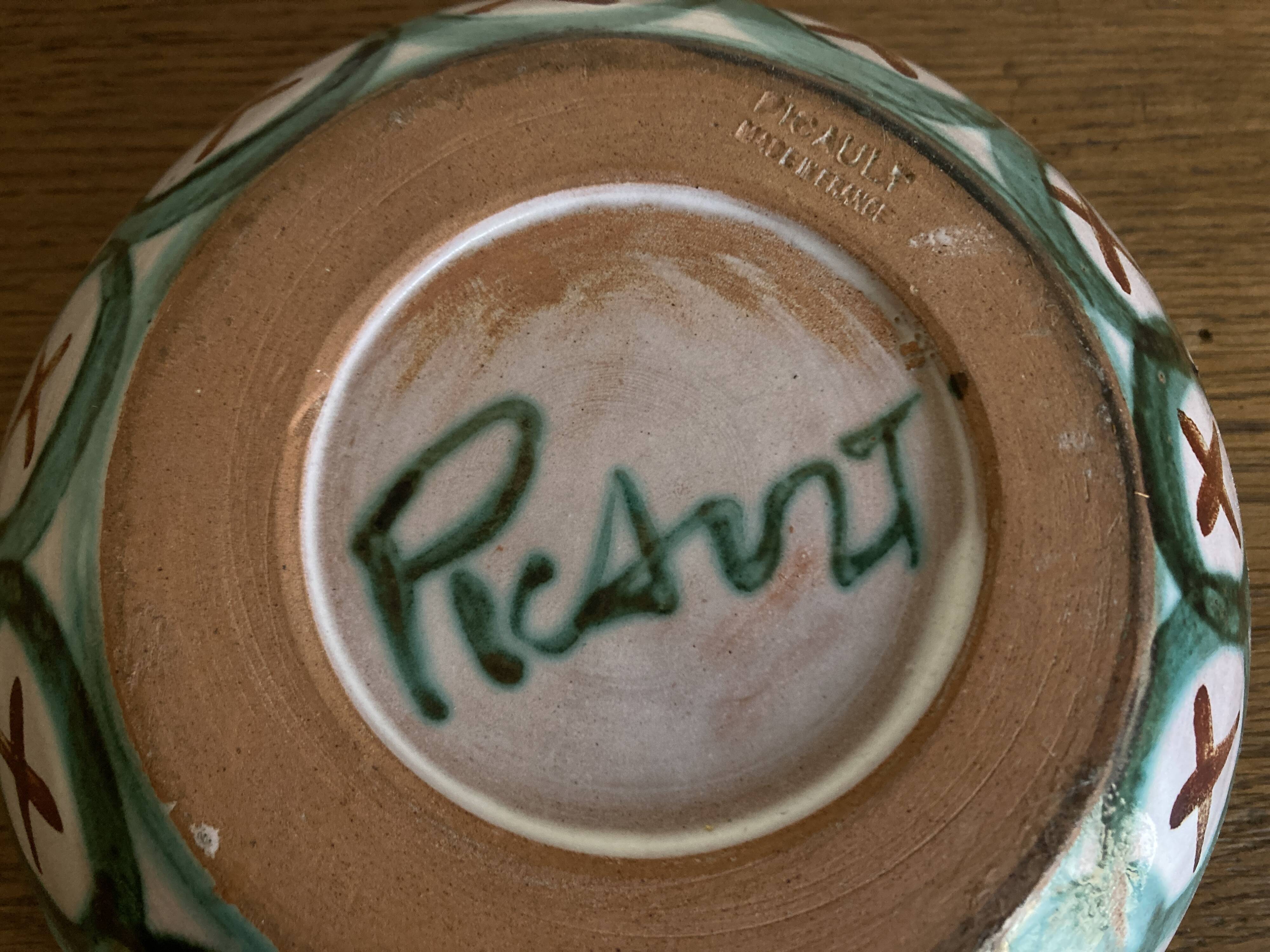 Robert Picault 1960 Vallauris salad bowl signed in full