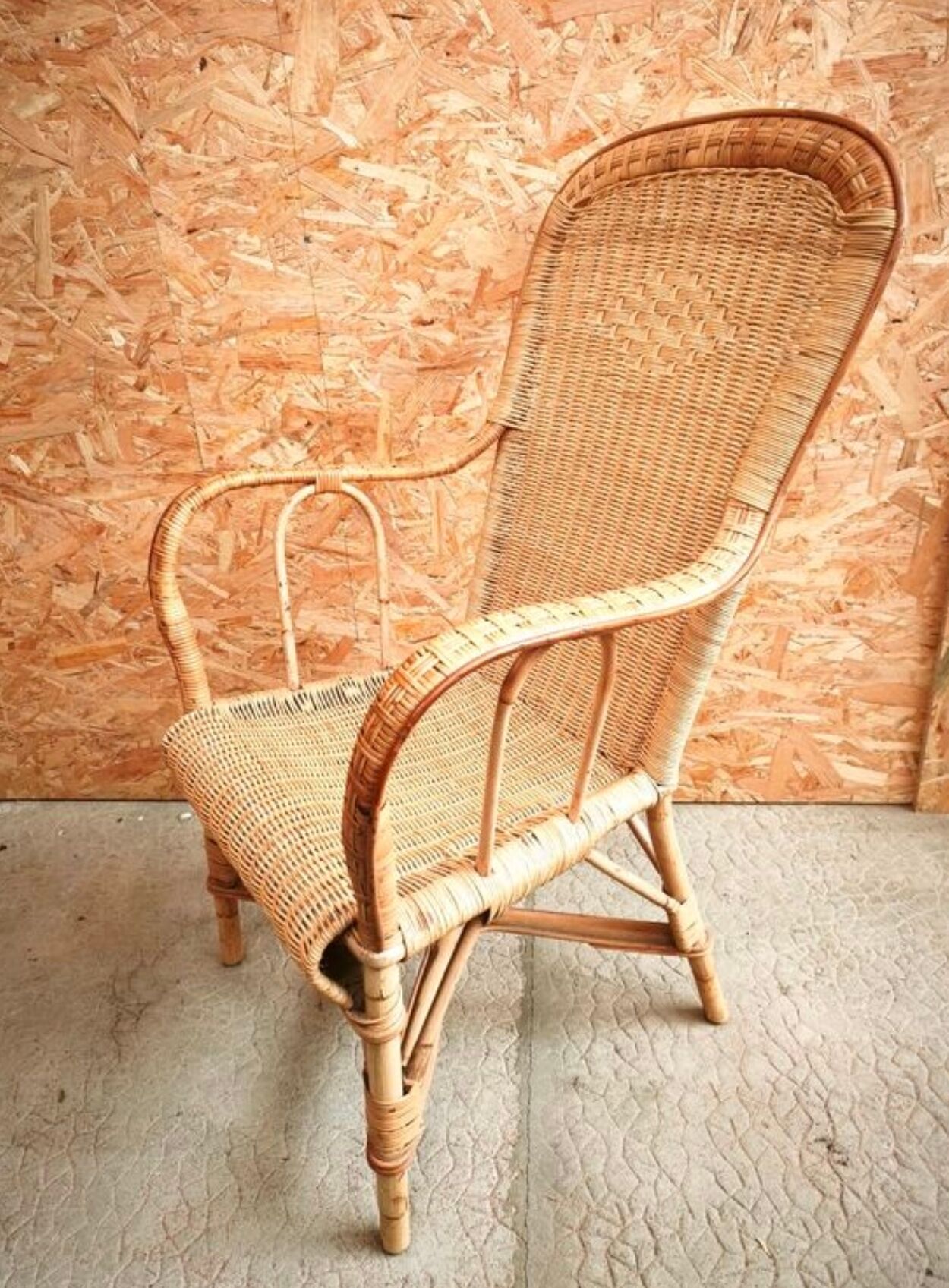 Vintage rattan wicker armchair for adults