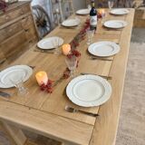 Solid oak table with birch extensions