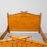 Vintage double bed in bamboo-style wood – Italian design from the 1940s