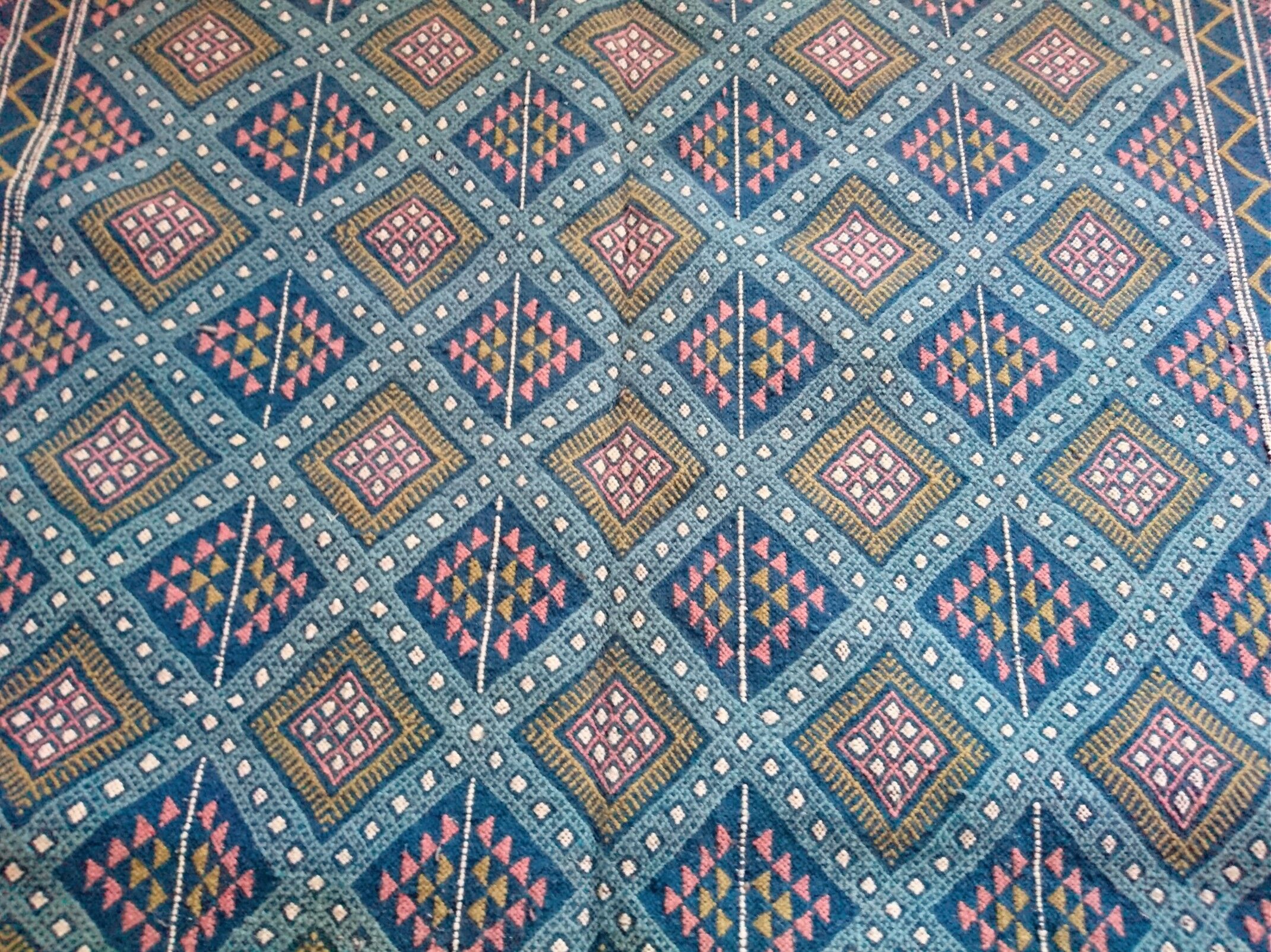 Berber carpet handmade multicolored wool 146 x 260 cm