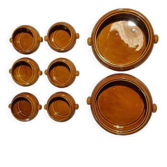 Gien service 2 dishes + 6 bowls